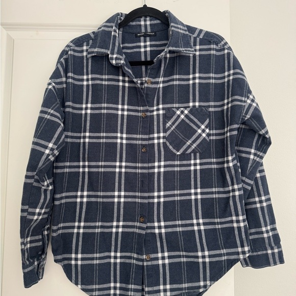 Brandy Melville women’s flannel plaid causal button down shirt top one size - Picture 1 of 3